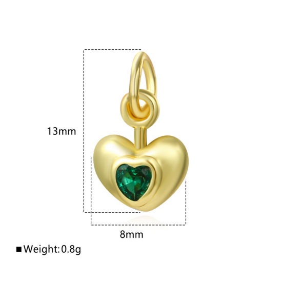 Image de 2 Pcs Pendentif Breloque La Saint Valentin en Laiton Cœur Plaqué Or 18K 13mm x 8mm