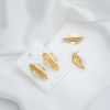 Picture of Brass Ear Post Stud Earring For DIY Jewelry Making Accessories 14K Real Gold Plated Leaf With Loop