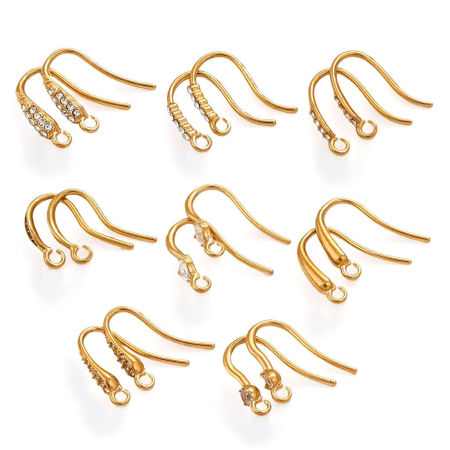 304 Edelstahl Ohrhaken-Ohrringe für DIY-Schmuckherstellungszubehör Transparent Strass Mit Öse