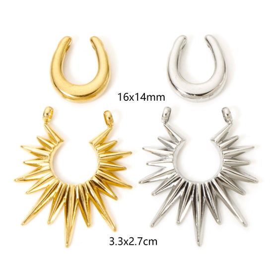 Изображение 2 PCs Eco-friendly Vacuum Plating 304 Stainless Steel West Cowboy Charms 18K Gold Plated Luck Horseshoe