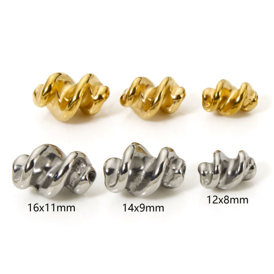 Изображение 5 PCs Eco-friendly Vacuum Plating 304 Stainless Steel Beads For DIY Jewelry Making Spiral Multicolor 3D