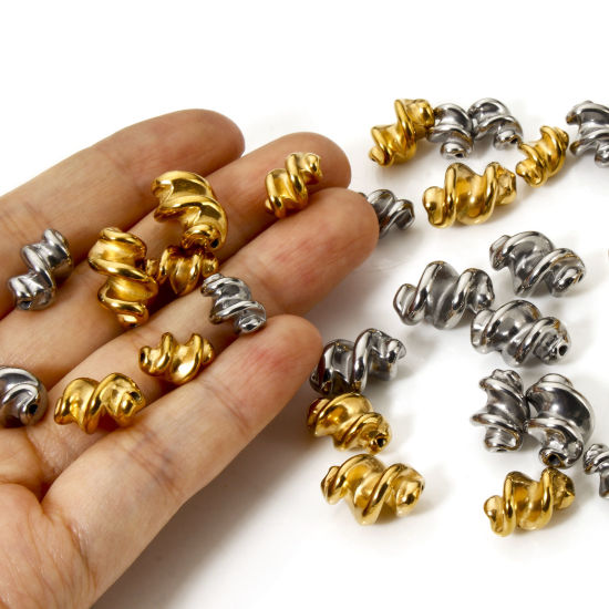 Изображение 5 PCs Eco-friendly Vacuum Plating 304 Stainless Steel Beads For DIY Jewelry Making Spiral Multicolor 3D