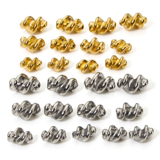 Изображение 5 PCs Eco-friendly Vacuum Plating 304 Stainless Steel Beads For DIY Jewelry Making Spiral Multicolor 3D