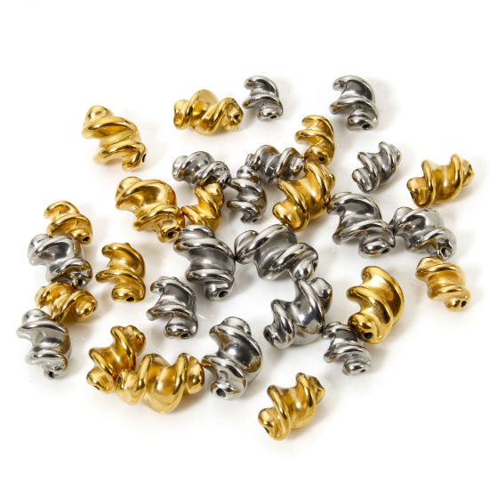 Изображение 5 PCs Eco-friendly Vacuum Plating 304 Stainless Steel Beads For DIY Jewelry Making Spiral Multicolor 3D