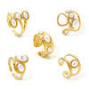 Picture of Eco-friendly Vacuum Plating 304 Stainless Steel Open Adjustable Rings 18K Gold Plated Oval Acrylic Imitation Pearl