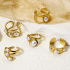 Picture of Eco-friendly Vacuum Plating 304 Stainless Steel Open Adjustable Rings 18K Gold Plated Oval Acrylic Imitation Pearl