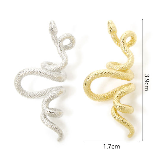 Picture of 2 PCs Brass Pendants Multicolor Snake Animal 3D 3.9cm x 1.7cm