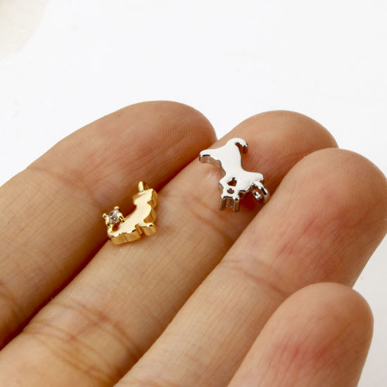 Picture of 2 PCs Brass Charms Multicolor Clear Cubic Zirconia