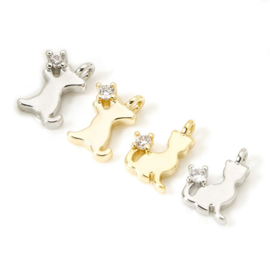 Picture of 2 PCs Brass Charms Multicolor Clear Cubic Zirconia