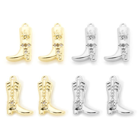 Brass West Cowboy Charms Multicolor Boots Clear Cubic Zirconia