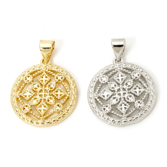 Picture of 1 Piece Brass Style Of Royal Court Character Charm Pendant Multicolor Round Filigree