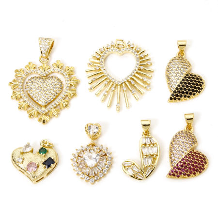 1 Unidad día de San Valentín Colgantes Corazón Chapado en Oro de 18K