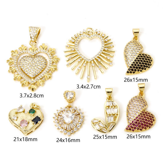 Picture of 1 Piece Valentine's Day Charms 18K Gold Plated Heart