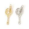 Imagen de 1 Unidad Respetuoso del Medio Ambiente Latón Deporte Conectores Dijes Colgantes Raqueta Oro Real Chapado Micro Pave Claro Circón Artificial 26mm x 8.5mm