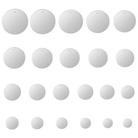 304 Stainless Steel Blank Stamping Tags Charms Round Disc Silver Tone Double-sided Polishing