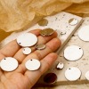 Picture of 304 Stainless Steel Blank Stamping Tags Charms Round Disc Silver Tone Double-sided Polishing