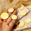 Picture of Eco-friendly PVD Vacuum Plating 304 Stainless Steel Blank Stamping Tags Charms Round Disc 18K Gold Plated Double-sided Polishing