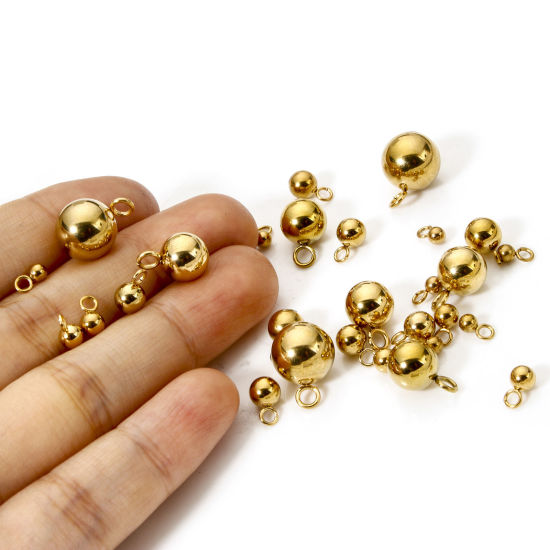 Picture of Eco-friendly PVD Vacuum Plating 304 Stainless Steel Charms 18K Real Gold Plated Ball 3D