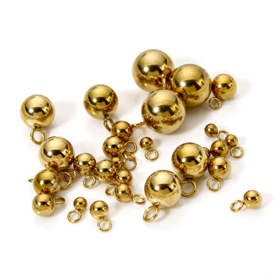 Picture of Eco-friendly PVD Vacuum Plating 304 Stainless Steel Charms 18K Real Gold Plated Ball 3D