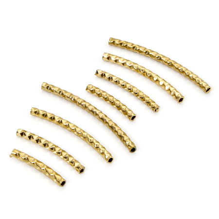 10 Pcs Perles pour DIY Fabrication de Bijoux en 304 Acier Inoxydable Respectueux de la Nature Plaqué Or 18K Tube Courbé Texture