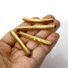 Picture of Eco-friendly 304 Stainless Steel Beads For DIY Jewelry Making 18K Gold Plated Curved Tube Texture