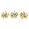 Picture of Eco-friendly PVD Vacuum Plating 304 Stainless Steel Flora Collection Charms 14K Real Gold Plated Flower Multicolor Rhinestone 28mm x 26mm