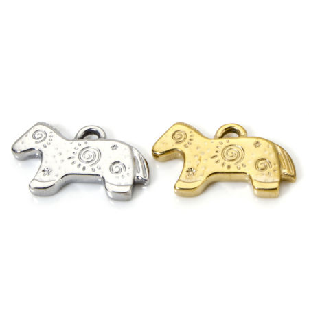 Picture of Eco-friendly PVD Vacuum Plating 304 Stainless Steel Charms Multicolor Horse Animal Spiral 18.5mm x 11mm