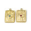Immagine di 1 Pz Placcatura Sottovuoto PVD Ecologica 304 Acciaio Inossidabile Religione Ciondoli Rettangolo 14K Vero Oro Placcato Occhio della Provvidenza/ Occhio che Tutto Vede Multicolore Strass 21mm x 14mm