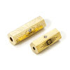 Picture of Eco-friendly PVD Vacuum Plating 304 Stainless Steel Beads For DIY Jewelry Making 14K Real Gold Plated Hexagonal Prism Clear Rhinestone