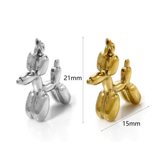 Immagine di 1 Pz Placcatura Sottovuoto PVD Ecologica 304 Acciaio Inossidabile Ciondoli Cane Multicolore 3D 21mm x 15mm