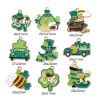 Picture of Zinc Based Alloy St Patrick's Day Charms Gold Plated Green Leaf Clover Shamrock Enamel