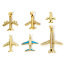 Bild von Messing Transport Charm-Anhänger Bunt Flugzeug Micro Pave Klar Zirkonia 29mm x 21mm