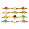 Imagen de 1 Unidad Recubrimiento al Vacío PVD Ecológico 304 Acero Inoxidable Esmalte Cierres clip Ronda Constelación Chapado en Oro de 18K Giratorio (Apta Cuerda: 3mm) 23mm x 10mm
