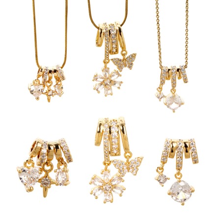 Brass Micro Pave Charms 18K Gold Plated Clear Cubic Zirconia