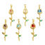 Picture of 2 PCs Brass Pendants Real Gold Plated Tulip Flower Micro Pave Clear Cubic Zirconia 3.8cm x 1.2cm
