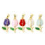 Picture of 2 PCs Brass Charm Pendant Real Gold Plated Tulip Flower Enamel 29mm x 10mm