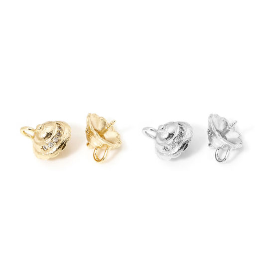 Image de 2 Pcs Bélière pour Perle en Laiton Respectueux de la Nature Plaqué Or Véritable Couvercle de Théière 10mm x 9mm, Épaisseur d'Aiguille: 0.9mm