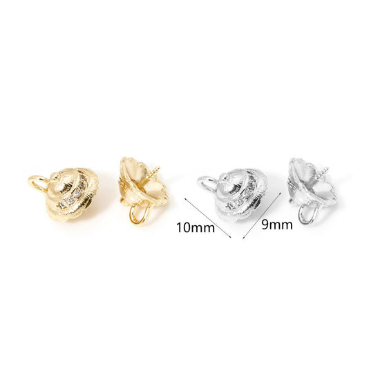 Image de 2 Pcs Bélière pour Perle en Laiton Respectueux de la Nature Plaqué Or Véritable Couvercle de Théière 10mm x 9mm, Épaisseur d'Aiguille: 0.9mm