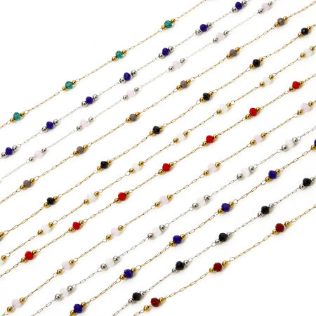 1 M Chaîne Perlée Accessoires pour la Fabrication de Bijoux Faits à la Main en 304 Acier Inoxydable 3mm