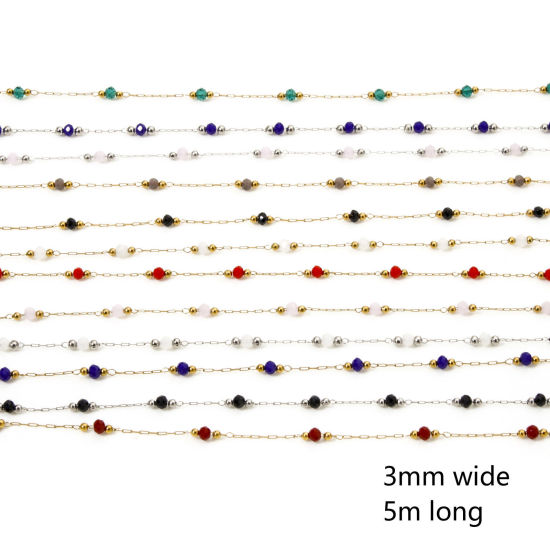 Image de 5 M Chaîne Perlée Accessoires pour la Fabrication de Bijoux Faits à la Main en 304 Acier Inoxydable 3mm