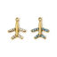 Bild von Umweltfreundliche PVD-Vakuumbeschichtung 304 Edelstahl Reise Charms Flugzeug 14K Echtgold plattiert Bunt Zirkonia 14mm x 11mm