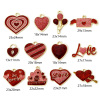 Picture of Zinc Based Alloy Valentine's Day Charms Gold Plated Red & Pink Glitter Heart Enamel