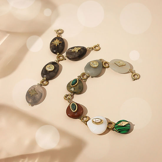 Imagen de 1 Unidad Recubrimiento al Vacío PVD Ecológico 304 Acero Inoxidable & Gema Clip en Charms Para Vintage Charm Pulseras Gota 18K Oro Real Chapado Multicolor Estrella Con Cierre De Resorte