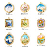 Picture of Zinc Based Alloy Oil Painting Style Charms Gold Plated Multicolor Flower Enamel