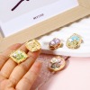 Picture of Zinc Based Alloy Oil Painting Style Charms Gold Plated Multicolor Flower Enamel