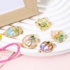 Picture of Zinc Based Alloy Oil Painting Style Charms Gold Plated Multicolor Flower Enamel