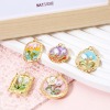 Picture of Zinc Based Alloy Oil Painting Style Charms Gold Plated Multicolor Flower Enamel