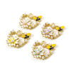 Picture of Zinc Based Alloy Insect Charms Gold Plated Multicolor Heart Bee Enamel 21mm x 19mm