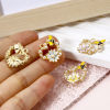 Picture of Zinc Based Alloy Insect Charms Gold Plated Multicolor Heart Bee Enamel 21mm x 19mm