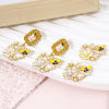 Picture of Zinc Based Alloy Insect Charms Gold Plated Multicolor Heart Bee Enamel 21mm x 19mm